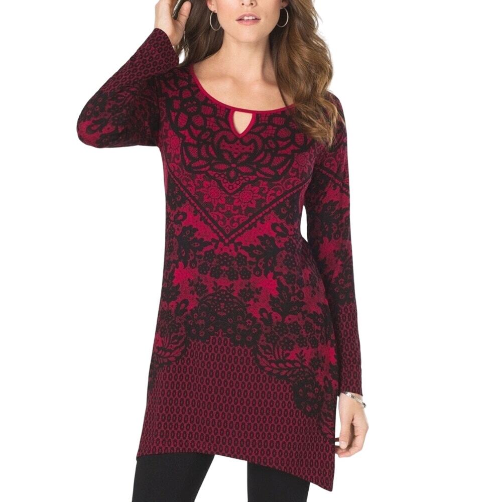 Soma Red and Black Floral Blouse